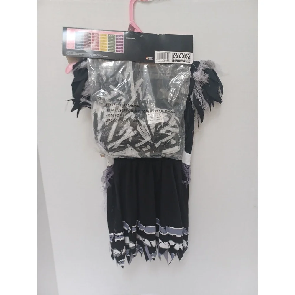 NEW Fun World Zombie FearLeader Costume Girls‎ 6 / 6X with Dress & Pom Poms